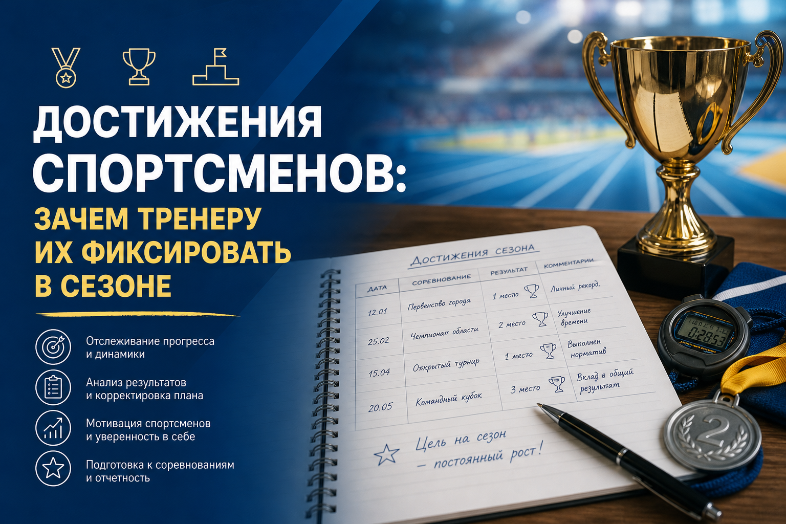 Достижения спортсменов: зачем тренеру их фиксировать в сезоне